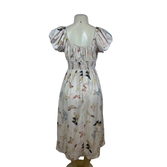 Jacquie The Label Butterfly Print Women’s White Peasant Dress Size S - Picture 3 of 10
